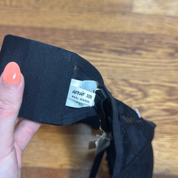 NWT Aerie Black Floral Lace Plunge Bra Size 32D - Picture 5 of 6